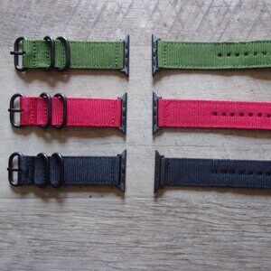 3 Pack Watchbands For iWatch 42/44mm Large Green, Red, Black
